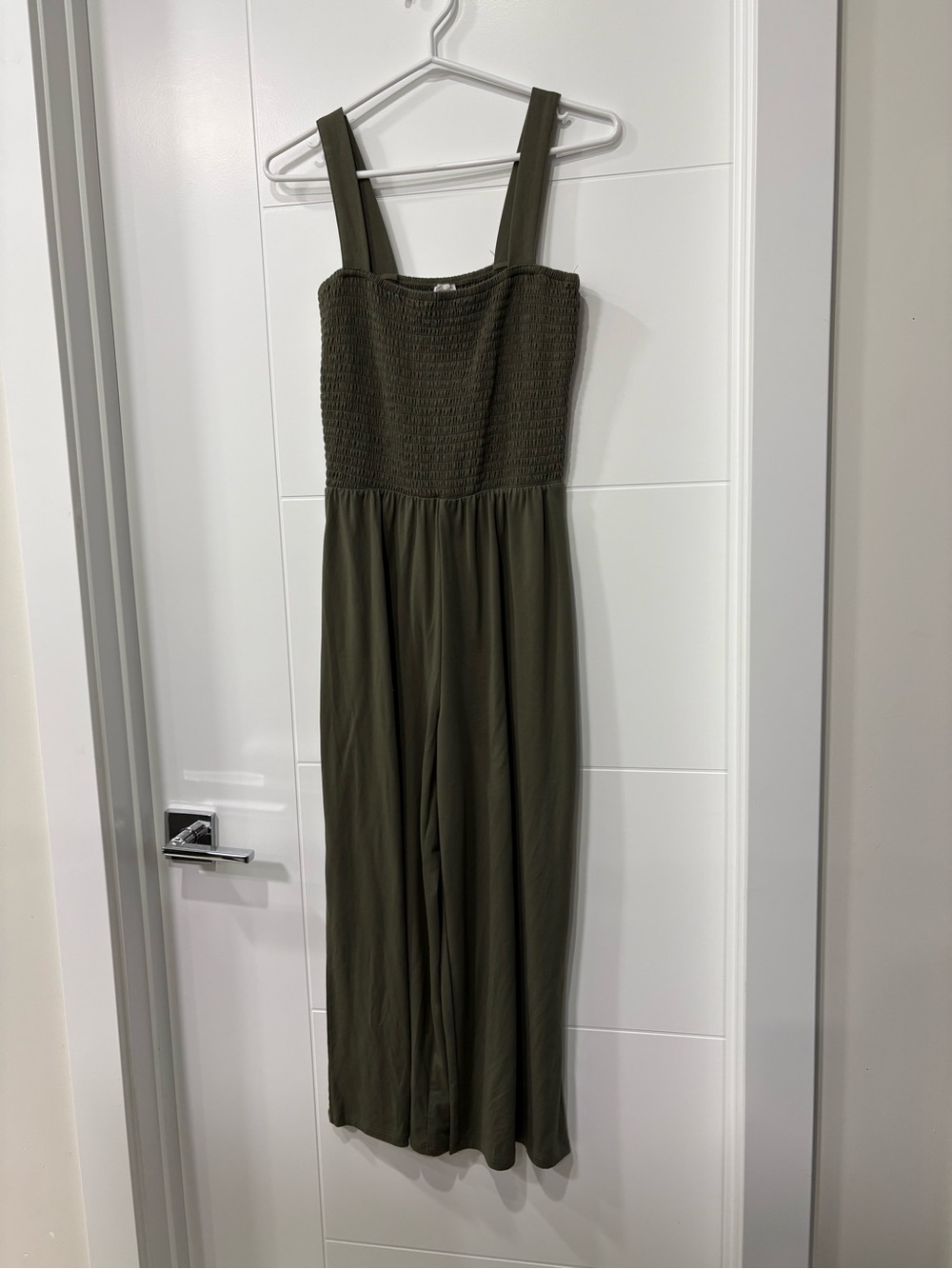 Kismet Olive Green Smocked Jumpsuit